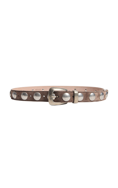 Khaite Benny Studded Suede Belt In Toffee Suede