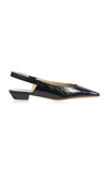Khaite Colin Crinkled-leather Slingback Pumps In Black
