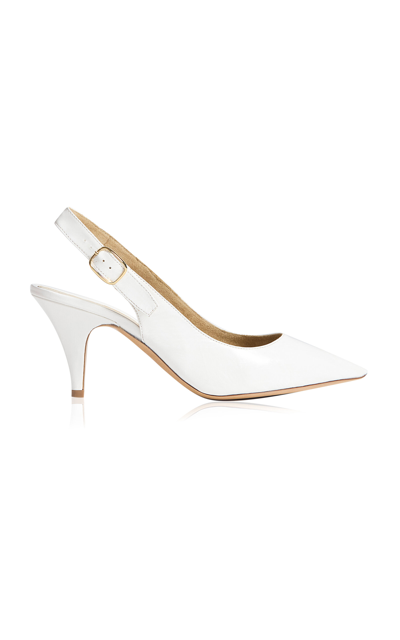 Khaite River Crinkled-leather Slingback Pumps In White