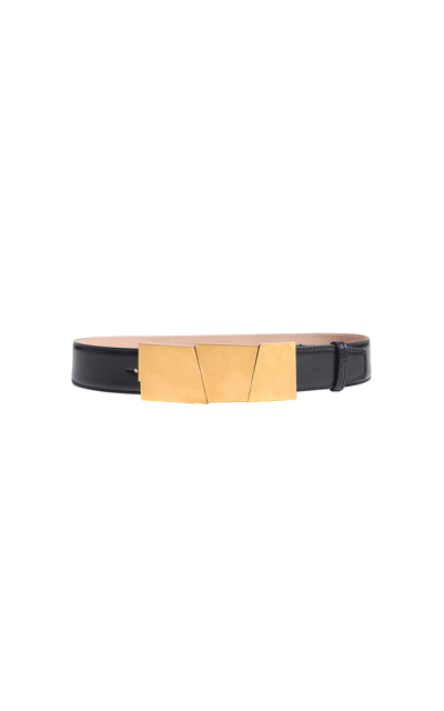 Khaite Axel Antique Gold Wide Leather Belt