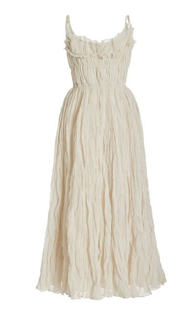 Altuzarra Brigitte Ruffled Cotton-blend Midi Dress In Neutral