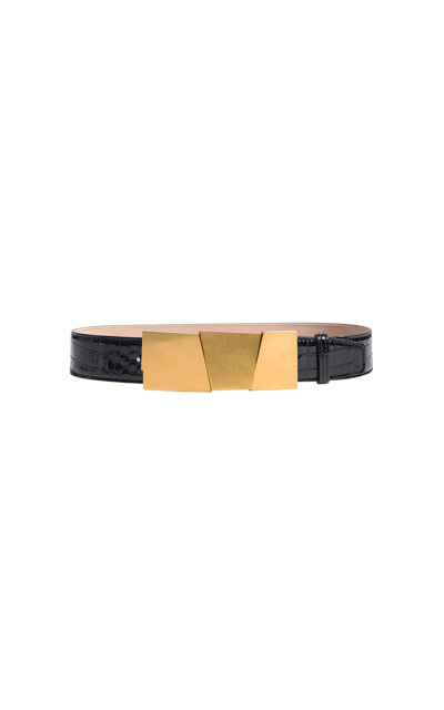 Khaite Axel Antique Gold Wide Embossed Leather Belt