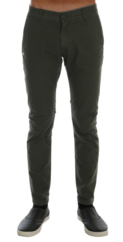 Daniele Alessandrini Elegant Slim Fit Green Men's Chinos