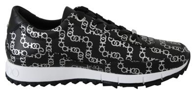 Jimmy Choo Black And Silver Leather Monza Sneakers In Black | Silver