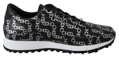 Jimmy Choo Black And Silver Leather Monza Sneakers