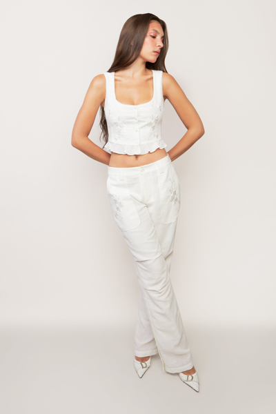 Danielle Guizio Ny Embroidered Cargo Pant In White