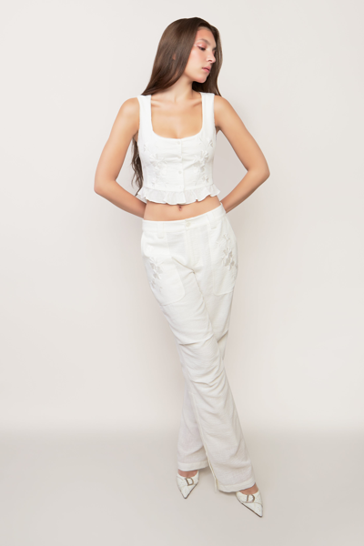Danielle Guizio Ny Embroidered Scallop Vest In White