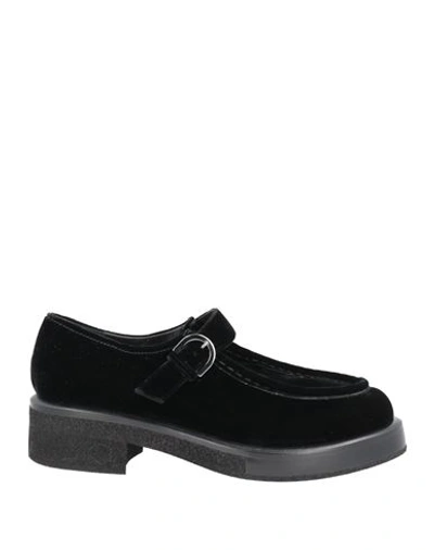 Emporio Armani Woman Loafers Black Size 9.5 Textile Fibers