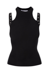 Blumarine Knit Top Featuring Sleeves And Button Embellishments In Nero