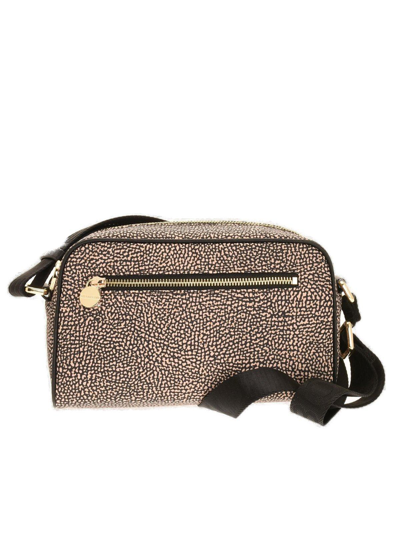 Borbonese Zipped Small Camera Bag In Naturale Nero