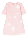 Stella Mccartney Kids' Star Print Denim Dress In Black Multicolour