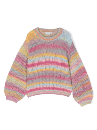 Stella Mccartney Kids' Multicoloured Striped Space Dye Sweater In Multicolore