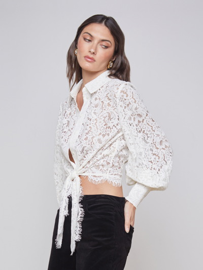 L Agence Cedar Lace Top In Off White