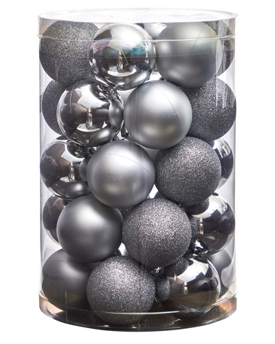 Nearly Natural Set Of 30 Shatterproof Ornaments In Silver