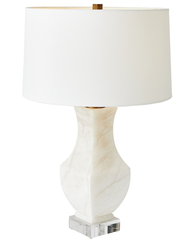 Global Views Alabaster Square Urn Lamp In White