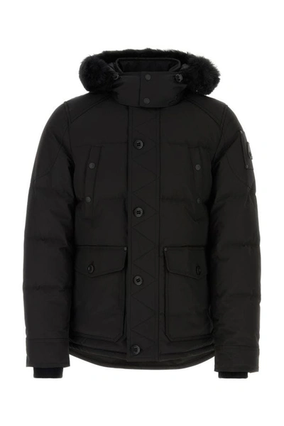 Moose Knuckles Round Island Hooded Down Jacket In Black