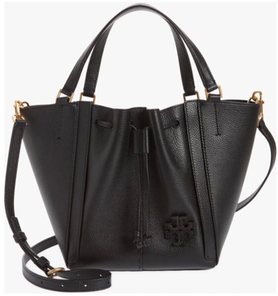 Tory Burch Women Mcgraw Dragonfly Grained Leather Bag In Black