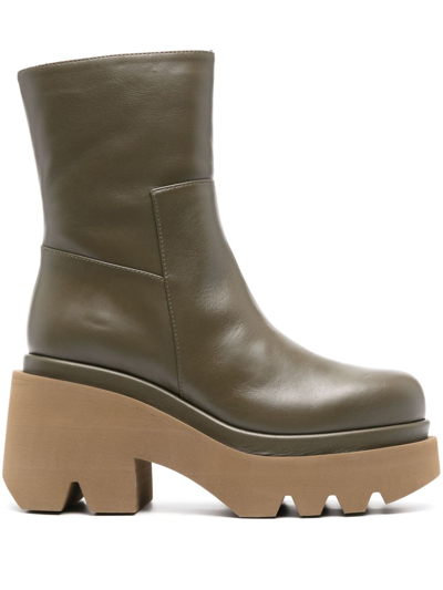 Paloma Barcelo’ Leather Heel Ankle Boots In Green