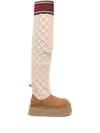 Ugg Sweater Letter Tall Leather Boots In Beige