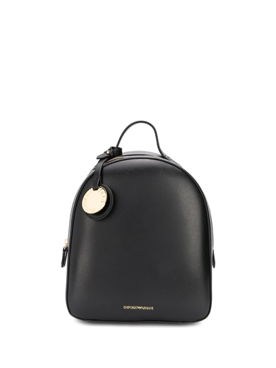 Emporio Armani Embroidered Logo Backpack In Black
