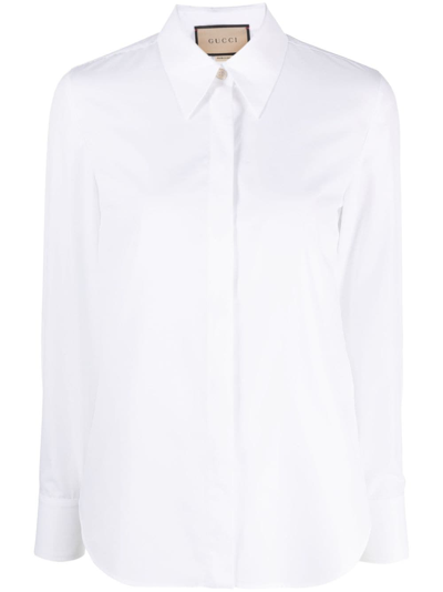 Gucci Embroidered Cotton Shirt In White