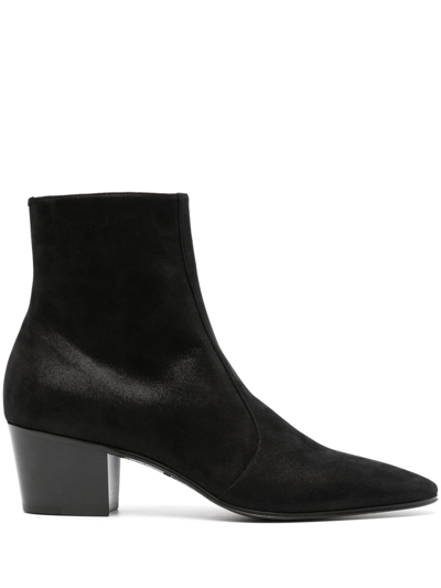 Saint Laurent Vassili 65mm Leather Boots In Black