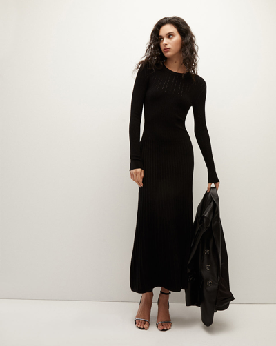 Veronica Beard Nami Ribbed-knit Midi Dress In Black