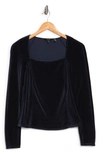 Theory Sculpture Long Sleeve Velvet Top In Navy