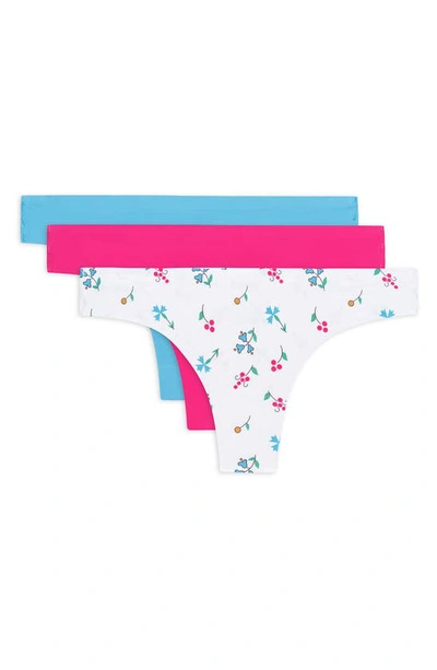 Aqs 3-pack Assorted Seamless Thongs In White Pink Combo