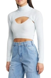 Bdg Urban Outfitters Mock Neck Cutout Cropped Sweater In Ballad Blue