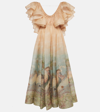 Zimmermann Lyrical Frilled Linen-silk Gown In Neutrals