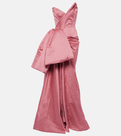 Maticevski Bow-detail Cotton-blend Gown In Pink