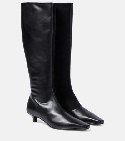 Totême 50mm The Slim Leather Tall Boots In Black