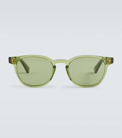 Bottega Veneta Panthos Round Sunglasses In Green