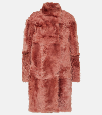 Yves Salomon Shearling Coat In Pink