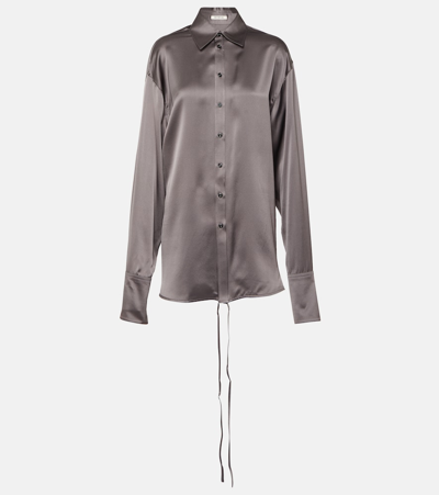 Peter Do Satin Wrap Blouse In Grey