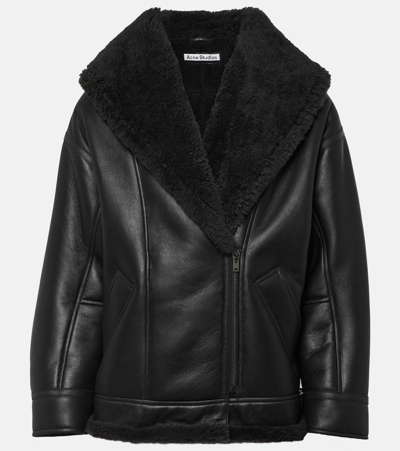 Acne Studios Shearling-lined Leather Jacket In Black