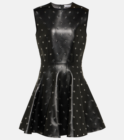 Alaïa Studded A-line Leather Minidress In Black