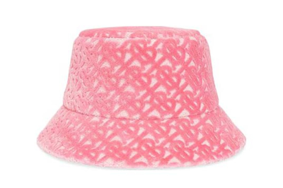 Pre-owned Burberry Monogram Velvet Bucket Hat Pink/lime