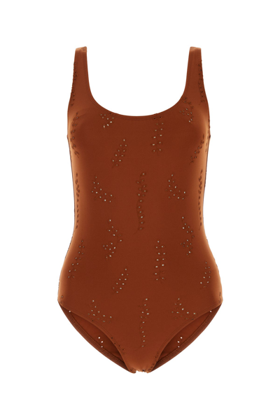 Chloé Chloe Woman Brick Peau Douce Pacific Chloe X Eres Swimsuit In Burgundy