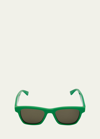 Bottega Veneta Green Sport Rectangle Sunglasses In Green