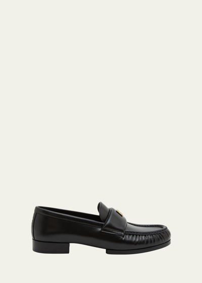 Givenchy Lambskin Leather Logo Loafers In Black