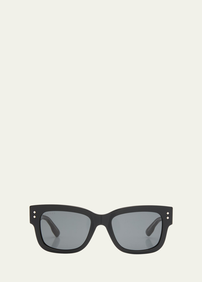 Gucci Men's Acetate Rectangle Sunglasses In Black