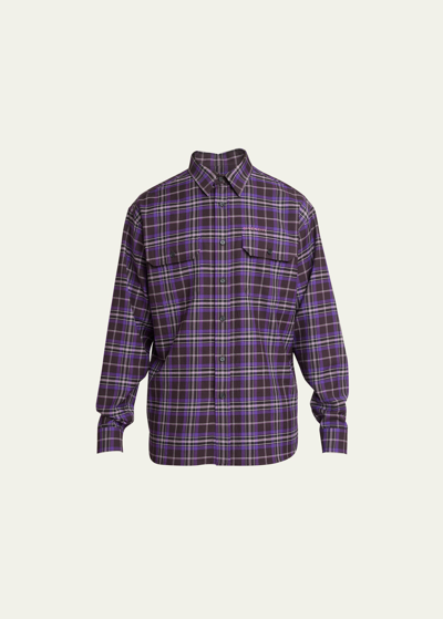 Givenchy Men's Plaid Lumberjack Button-down Shirt In Dark Purple