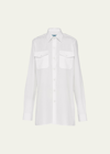 Prada Button Up Poplin Shirt In F0009 Bianco