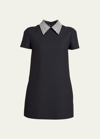 VALENTINO WOOL MINI DRESS WITH EMBROIDERED PETER PAN COLLAR