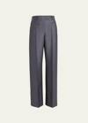VALENTINO PLEATED WIDE-LEG WOOL TROUSERS