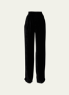 Ulla Johnson Veronica High Rise Silk-velvet Wide-leg Pants In Noir