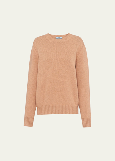 Prada Wool And Cashmere Crew-neck Jumper In Brown