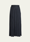 Ulla Johnson Krista Pleated Pull-on Maxi Skirt In Noir